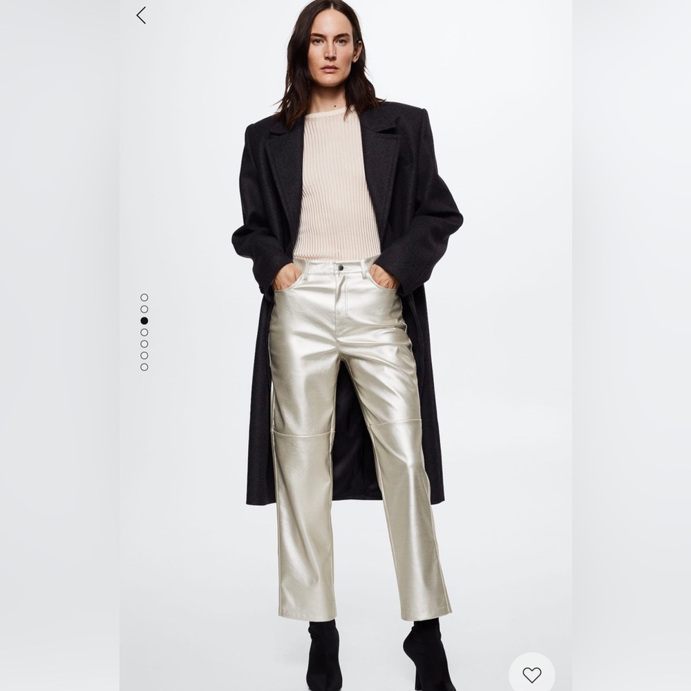 Straight leg silver metallic pants from Mango, size 4
